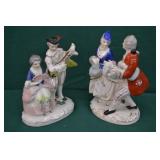 2pcs Occupied Japan Hand Painted Figurines