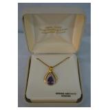 Amethyst & Diamond Sterling Pendant & Chain