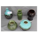 5pcs Various Art Pottery Vases