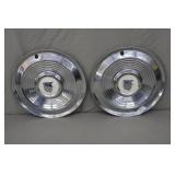 Pair 1950s Mercury 15" Chrome Hub Caps