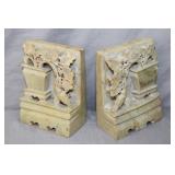Chinese Soapstone Hand Carved Bookends Early 1900s