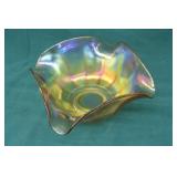7" Marigold Carnival Glass Square Turned Edge Bowl