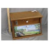 18" Arts & Crafts Wood Painted Bread Box