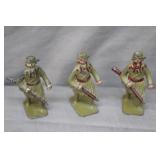 3pcs Mid Century Lincoln Log Lead Frontiersman