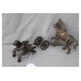 2pcs Antique Cast Iron Horse & Horse Team