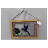 11" x 16" Framed Leaded Glass Hummingbird