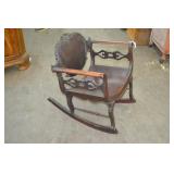 Antique Gothic Revival Cherry Wood Rocking Chair