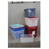 7pcs Various Plastic Totes Some With Lids