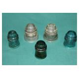 5pcs Antique Glass Electricl Insulators