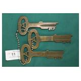 3pcs Antique Correctional Facility Jailhouse Keys