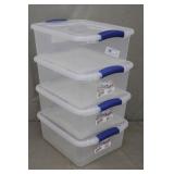 4pcs Steilite 15qt Plastic Storage Totes with Lids