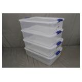 4pcs Steilite 32qt Plastic Storage Totes with Lids