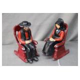 Antique Cast Iron Amish Couple Salt & Peppers