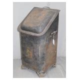 Antique Victorian Metal Toleware Coal Scuttle Bin