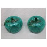 Pair Mid Century Toyo 3" Crackle Glass Apples