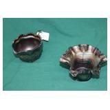 Carnival Glass Creamer & Small Ruffed Edge Bowl