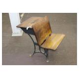 Antique Wrought Iron Frame Schoolhouse Desk