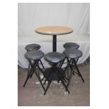 30" Dia x 43" Tall High Top Table & 5 Stools