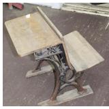 Antique Cast Iron Frame Schoolhouse Desk