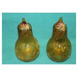 2pcs 7" Vintage Amber Crackle Glass Pears