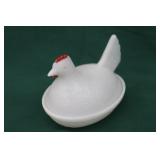 Mid Century Indiana Glass Hen on Nest Covered Dish