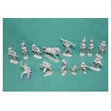 Lot 14pcs Vintage Cast Lead Toy Soldiers