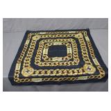 35" Square Chanel Black & Gold Link Silk Scarf