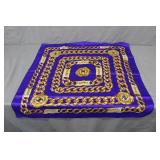 35" Square Chanel Purple & Gold Link Silk Scarf