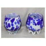 2pc Hand Made Murano Bottoni Style 4" Tumblers