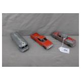 3pcs 1950s Tootsie Toy USA Die Cast Vehicles