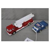 2pcs 1970s Tootsie Toy USA Fire Truck & Rescue Trk