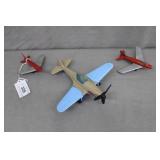 3pcs Various Tootsie Toy USA Die-Cast Airplanes