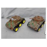 2pcs 1970s Tootsie Toy USA Mark 2 Armored Cars