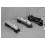 3 Various Lionel O Gauge Sunoco Tanker Train Cars