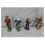 4pcs Early 1900s Cast Lead Toy Soldiers