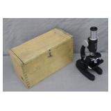 Antique CIC Students Microscope in Wood Box