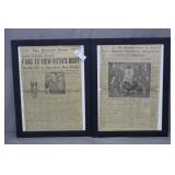 2pc Set Det News Loss of Babe Ruth Framed Pages