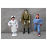 3pcs Cast Metal Nurse, Skater & Soldier