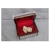 Desert Rose Crystal In Egyptian Marquetry Box