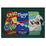 New UNO, Phase 10, Pic Flip Tin Box Set Games