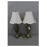 Pair 32" Tall Brass Hollywood Regency Urn lamps