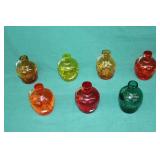 7pc 4" Pilgrim Glass Blown Crackle Glass Jugs
