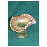 Dugan Thin Panel Marigold Carnival Glass Vase