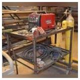 Lincoln Welder on metal cart and misc. tools