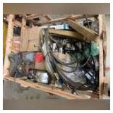 Crate of misc international parts and western plow parts