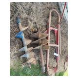 Ford post hole auger, 3 point, 2 auger bits 14” and 18”