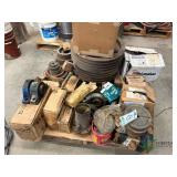 Numerous pulleys and bearings