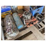 Ford motor intake, rebuilt small block head, & rebuilt block head, bldg:green