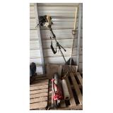 Electric leaf blower, weed whacker, ceranrope, snow shovel, & aluminum shovel, bldg:locked