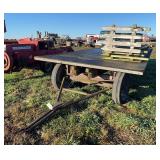 Flat rack hay wagon with white picket fence, row:3